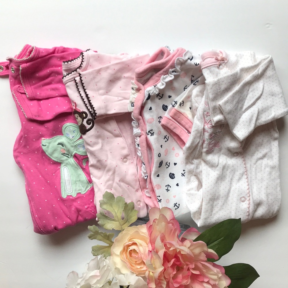 6 month cotton footed pajama bundle
